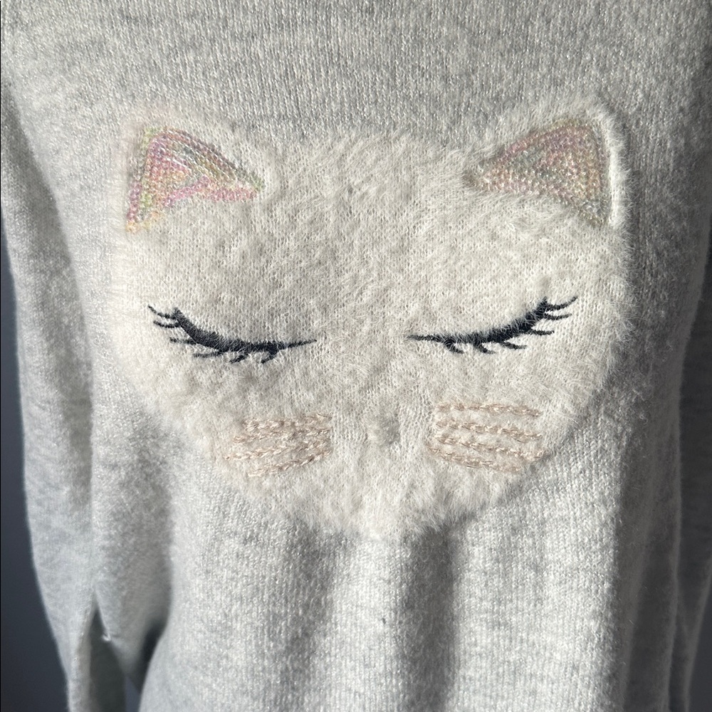 Cozy Gray Cat Face Sweater Lauren Conrad - Picture 2 of 4